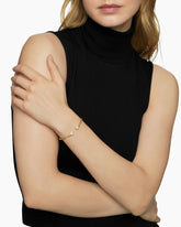 Petite Starburst Cable Bracelet in 18K Yellow Gold with Diamonds, 2.6mm